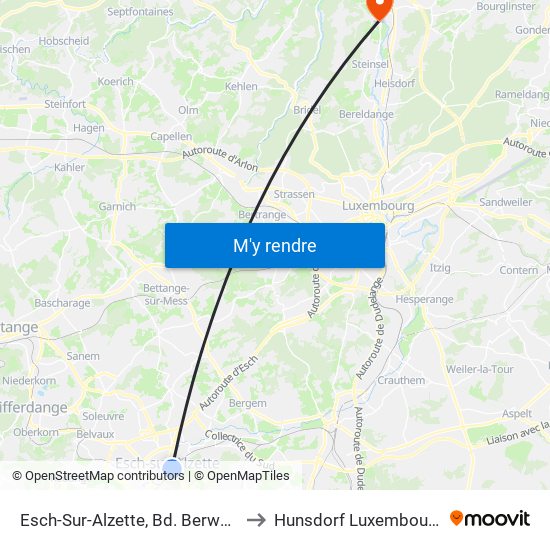 Esch-Sur-Alzette, Bd. Berwart to Hunsdorf Luxembourg map