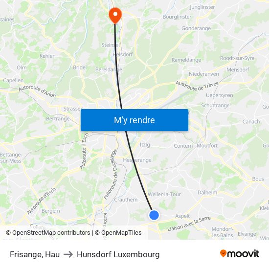 Frisange, Hau to Hunsdorf Luxembourg map