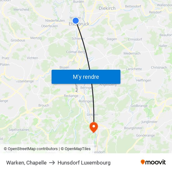 Warken, Chapelle to Hunsdorf Luxembourg map