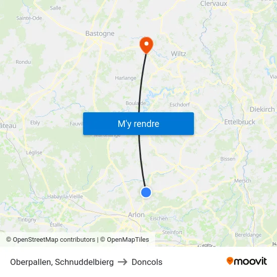 Oberpallen, Schnuddelbierg to Doncols map
