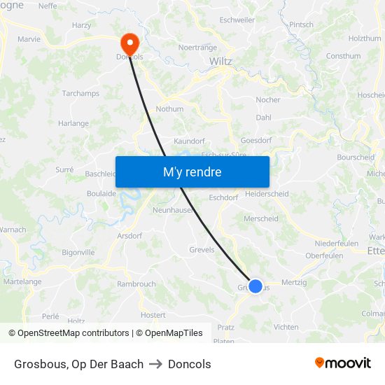 Grosbous, Op Der Baach to Doncols map