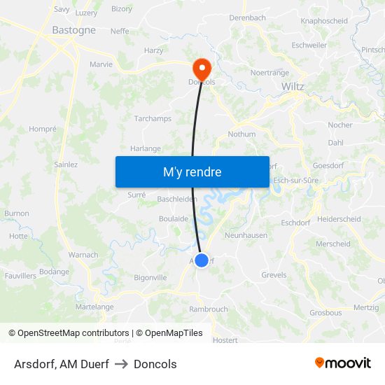 Arsdorf, AM Duerf to Doncols map