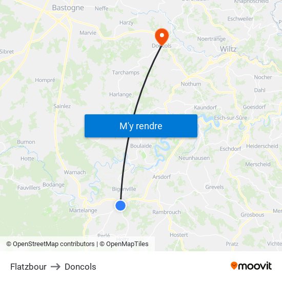 Flatzbour to Doncols map