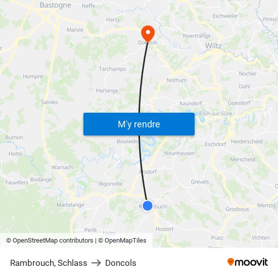 Rambrouch, Schlass to Doncols map