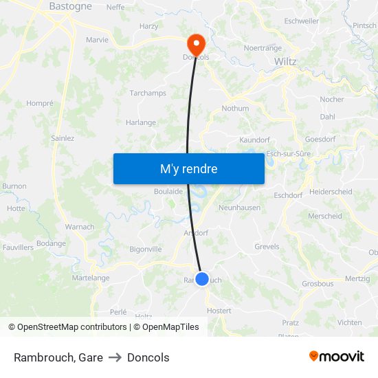 Rambrouch, Gare to Doncols map