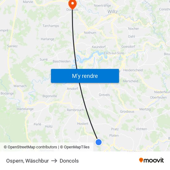 Ospern, Wäschbur to Doncols map