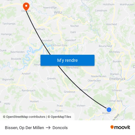 Bissen, Op Der Millen to Doncols map