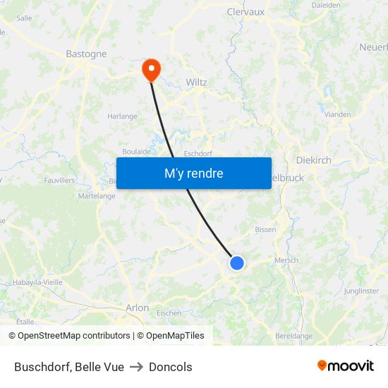 Buschdorf, Belle Vue to Doncols map