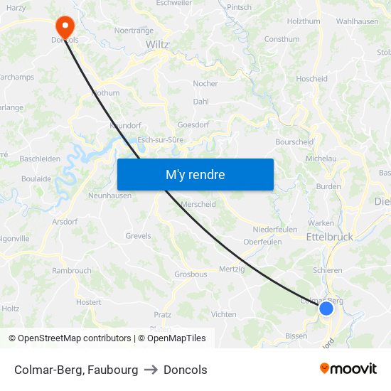 Colmar-Berg, Faubourg to Doncols map