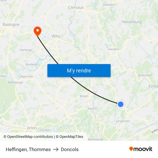 Heffingen, Thommes to Doncols map