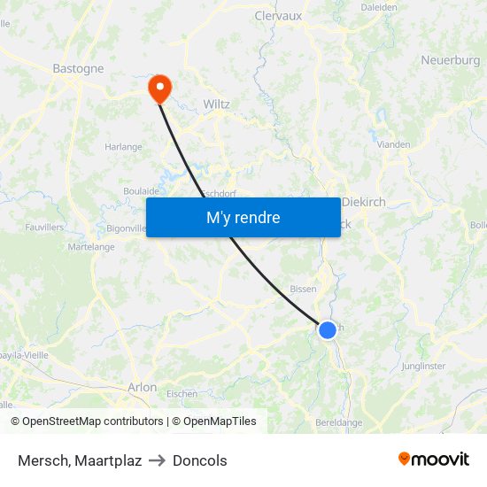 Mersch, Maartplaz to Doncols map