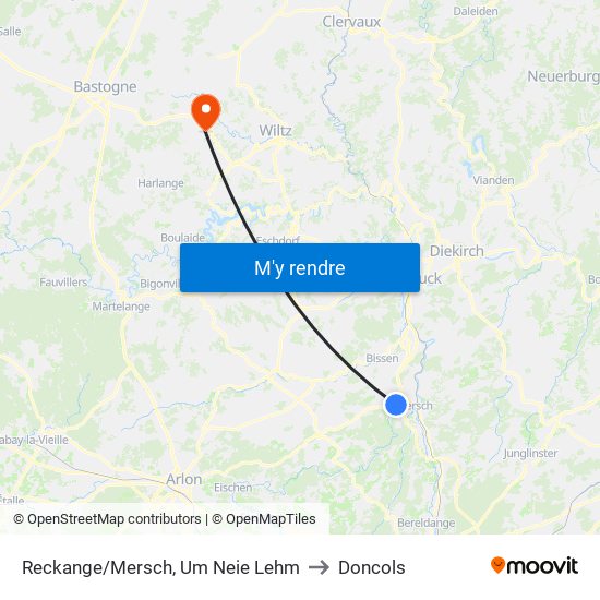 Reckange/Mersch, Um Neie Lehm to Doncols map