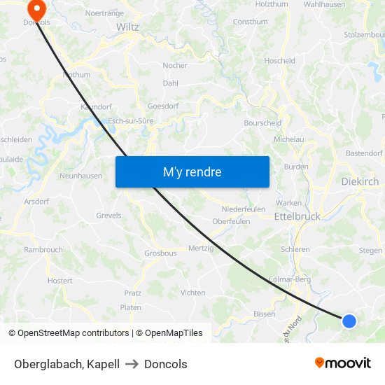 Oberglabach, Kapell to Doncols map