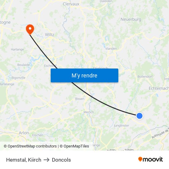 Hemstal, Kiirch to Doncols map