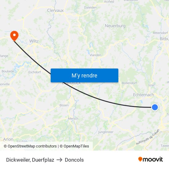 Dickweiler, Duerfplaz to Doncols map