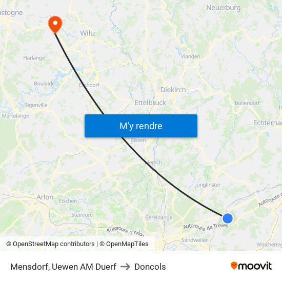 Mensdorf, Uewen AM Duerf to Doncols map