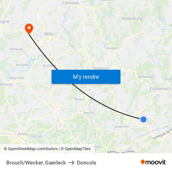 Brouch/Wecker, Gaerleck to Doncols map