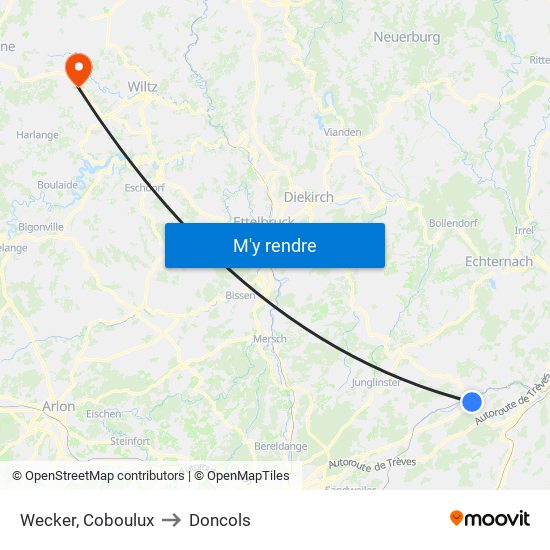 Wecker, Coboulux to Doncols map