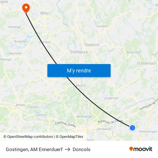 Gostingen, AM Ennerduerf to Doncols map