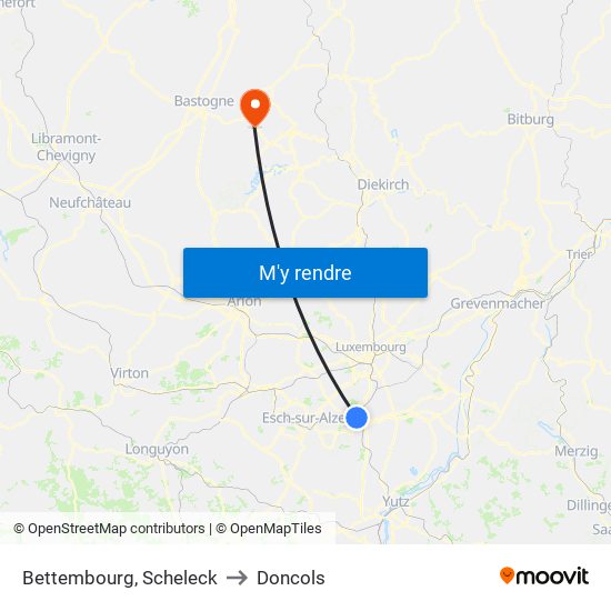 Bettembourg, Scheleck to Doncols map