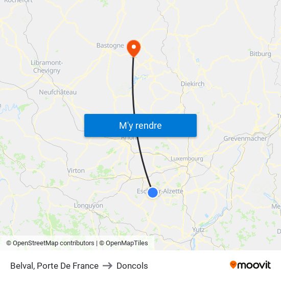 Belval, Porte De France to Doncols map