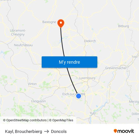Kayl, Broucherbierg to Doncols map