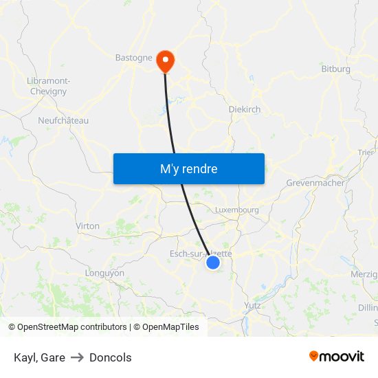 Kayl, Gare to Doncols map