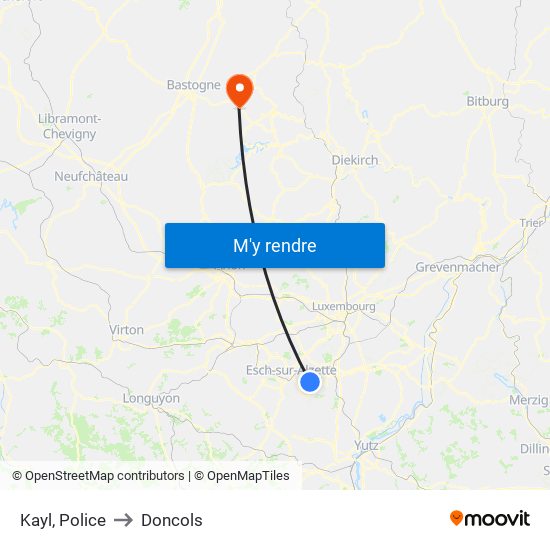 Kayl, Police to Doncols map