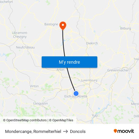 Mondercange, Rommelterhiel to Doncols map