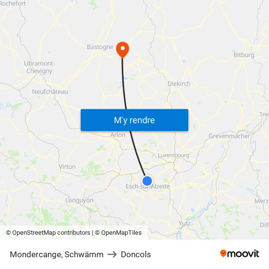 Mondercange, Schwämm to Doncols map