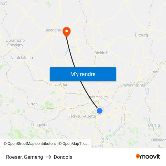 Roeser, Gemeng to Doncols map