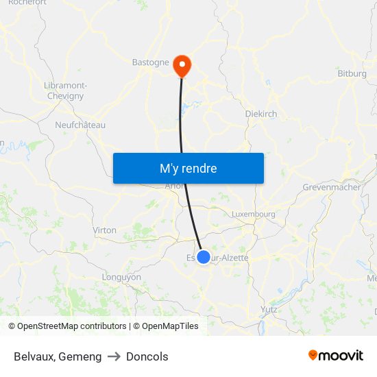 Belvaux, Gemeng to Doncols map