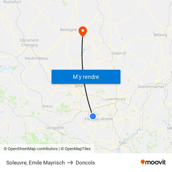 Soleuvre, Emile Mayrisch to Doncols map