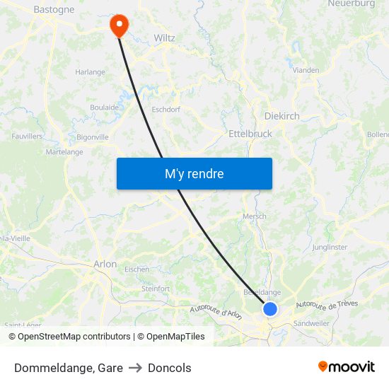 Dommeldange, Gare to Doncols map