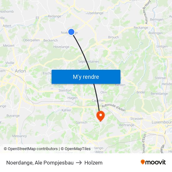 Noerdange, Ale Pompjesbau to Holzem map