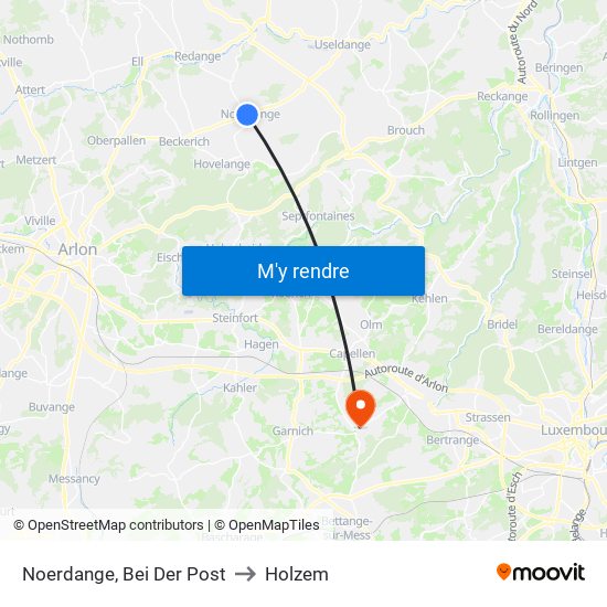 Noerdange, Bei Der Post to Holzem map