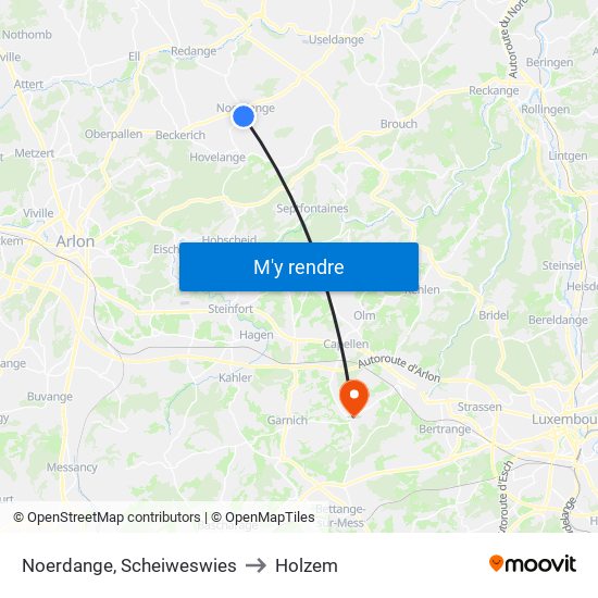 Noerdange, Scheiweswies to Holzem map