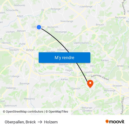Oberpallen, Bréck to Holzem map