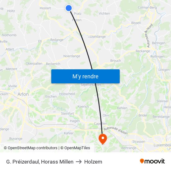 G. Préizerdaul, Horass Millen to Holzem map
