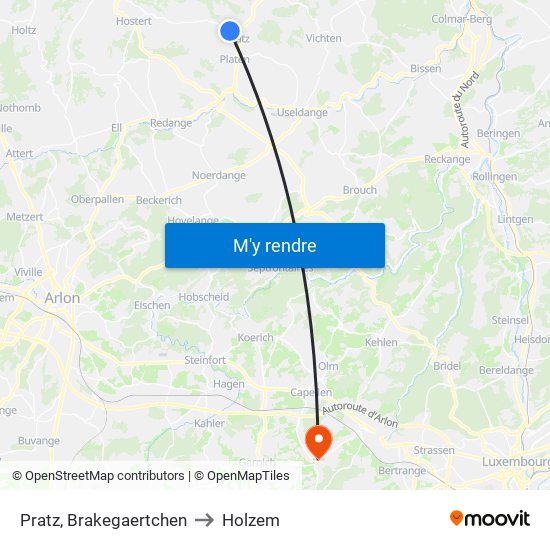 Pratz, Brakegaertchen to Holzem map