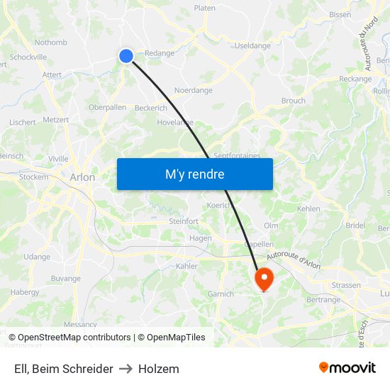 Ell, Beim Schreider to Holzem map