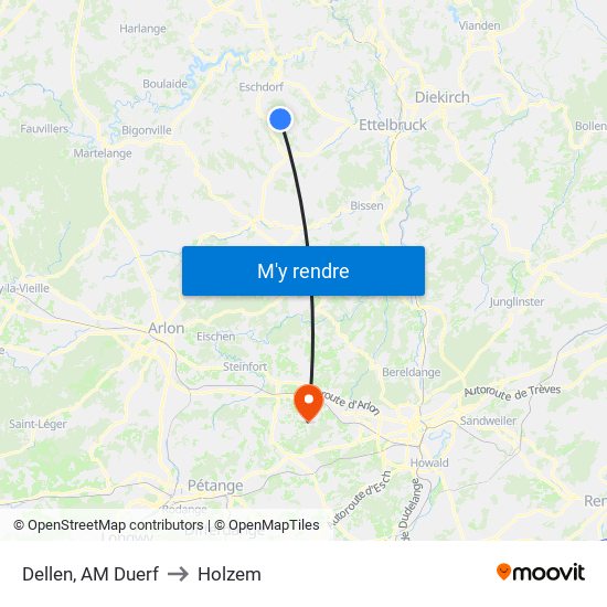 Dellen, AM Duerf to Holzem map