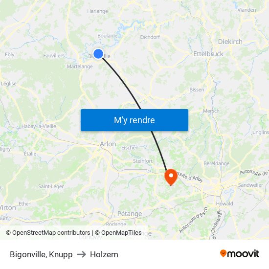 Bigonville, Knupp to Holzem map