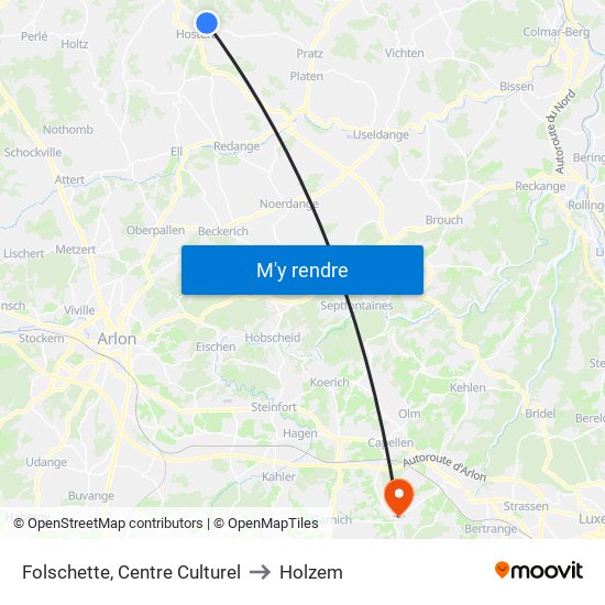 Folschette, Centre Culturel to Holzem map