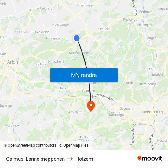 Calmus, Lannekneppchen to Holzem map