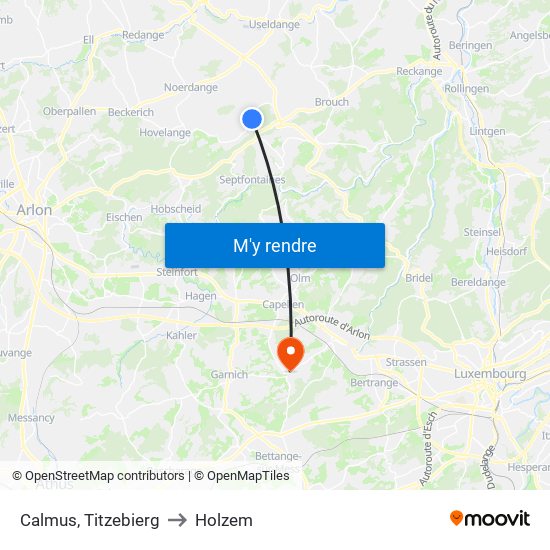 Calmus, Titzebierg to Holzem map
