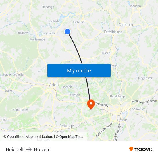 Heispelt to Holzem map