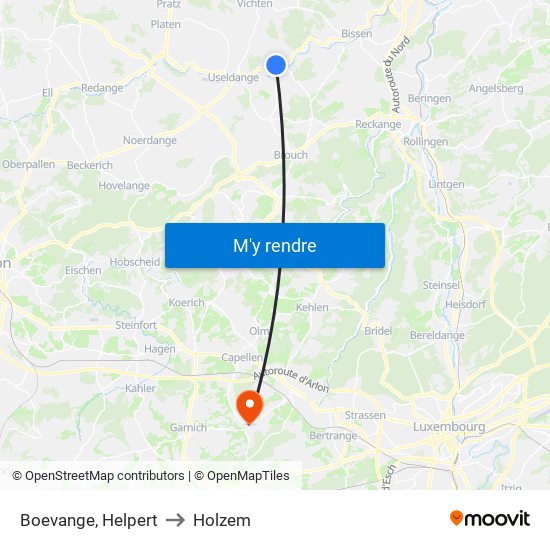 Boevange, Helpert to Holzem map