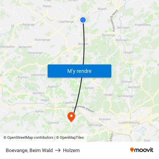 Boevange, Beim Wald to Holzem map