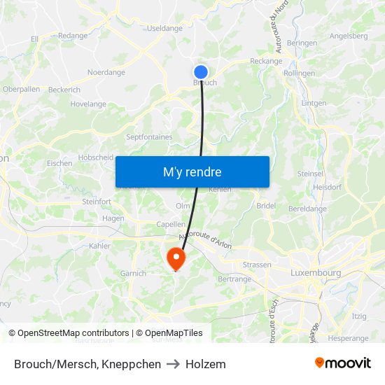 Brouch/Mersch, Kneppchen to Holzem map
